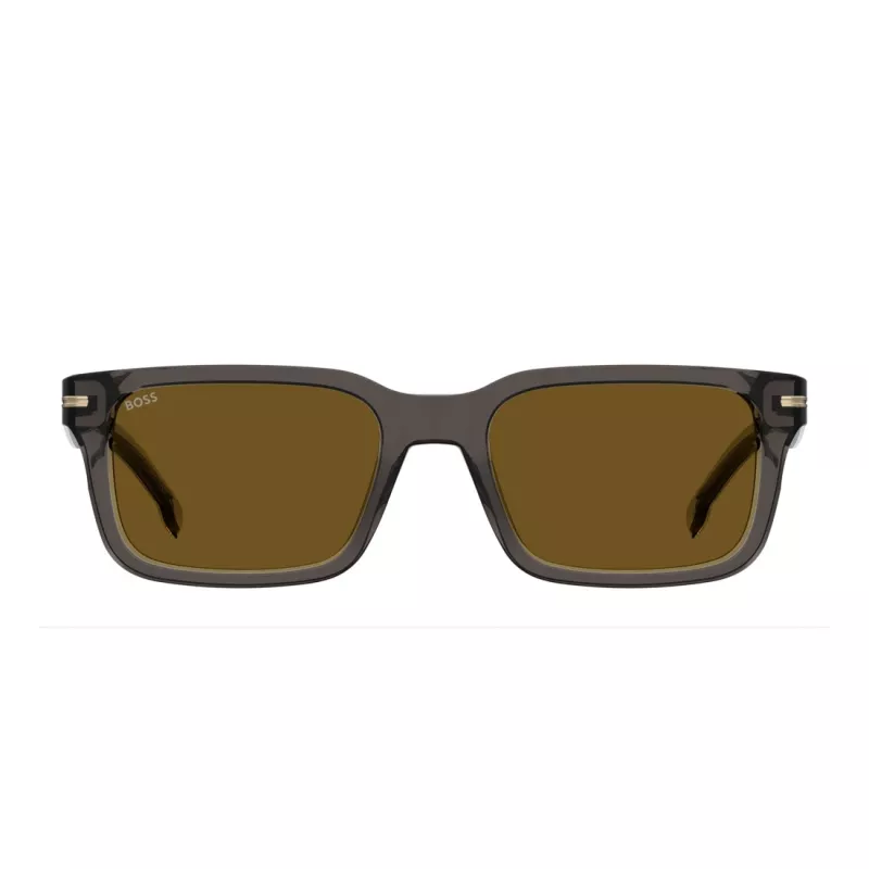 BOSS BOSS1628SKB7 Męskie Okulary Przeciwsłoneczne Prostokątne Dark Havana Grey