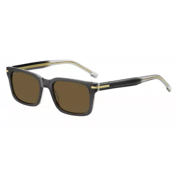 BOSS BOSS1628SKB7 Męskie Okulary Przeciwsłoneczne Prostokątne Dark Havana Grey