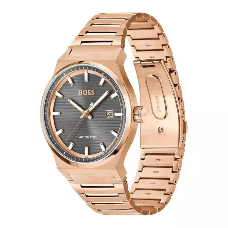 BOSS MAN 1514185 Zegarek Analogowy Kwarcowy 41mm Czarna Tarcza Skórzany Pasek