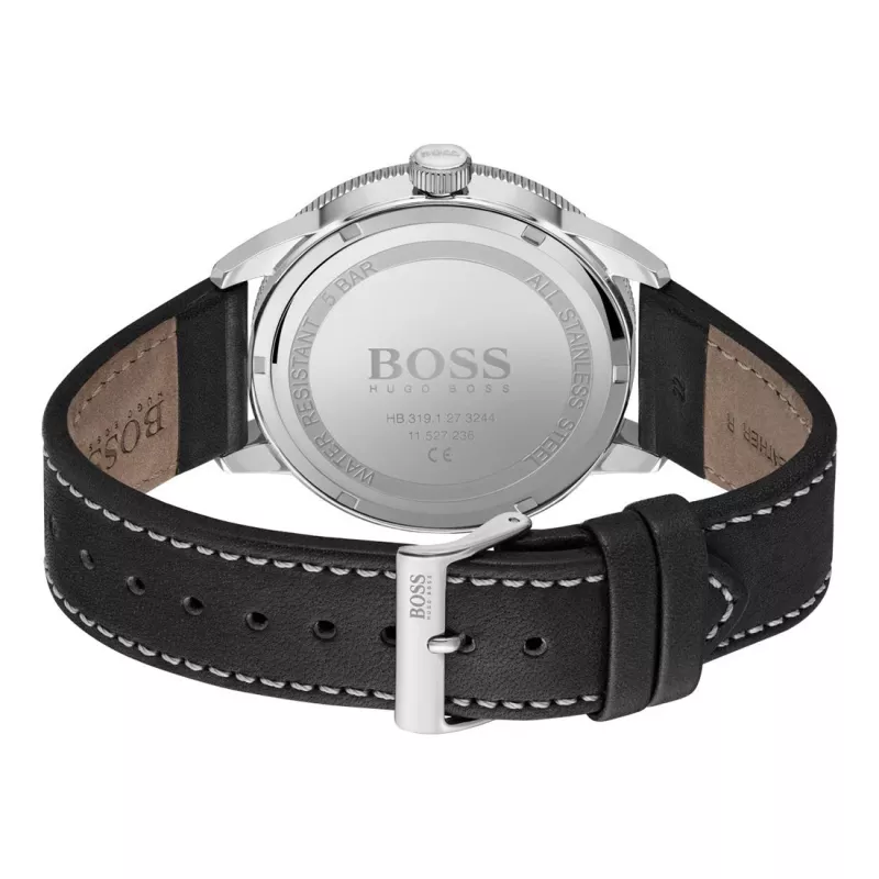 Zegarek męski BOSS Grand Prix Chronograph 1513898 44mm Czarna tarcza Skórzany pasek