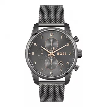 Zegarek męski BOSS 1513837 Skymaster Chronograf Niebieska Tarcza Stal Szlachetna 44mm
