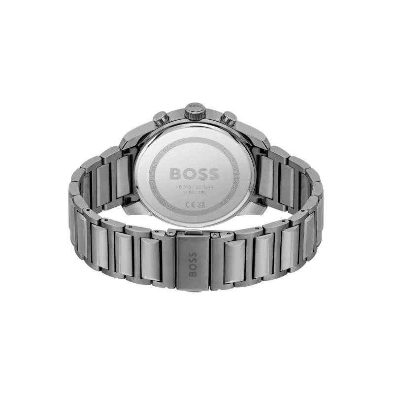 Zegarek męski BOSS 1514005 44mm Koperta ze stali nierdzewnej Niebieska tarcza Brązowy pasek skórzany Chronograf Kwarcowy