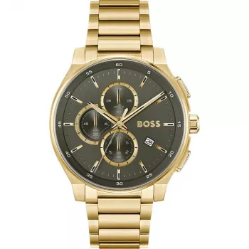 Zegarek męski BOSS 1514190 44mm Niebieska tarcza Brązowy pasek skórzany Chronograf Kwarcowy