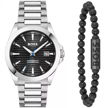 Zegarek męski BOSS 1570180 41mm Koperta ze stali nierdzewnej Czarny skórzany pasek Analogowy kwarcowy