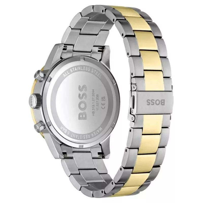 Zegarek męski BOSS Skymaster Quartz Chronograph 1514163 44mm Niebieska Tarcza Stalowa Siatka