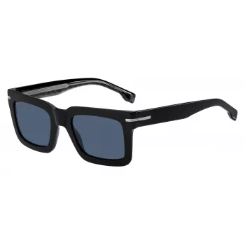 OKULARY PRZECIWSŁONECZNE BOSS MAN BOSS1501SINA Prostokątna oprawka acetatowa 51/22/145 mm Czarny/Szary
