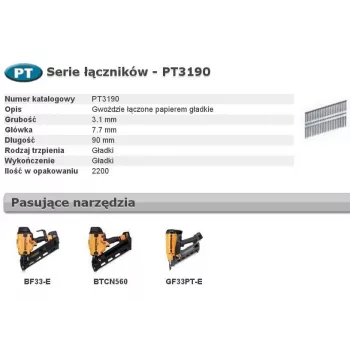 Bostitch PT 33° 90mm 2,2mm Gwoździe do Szkieletów 2200 szt.
