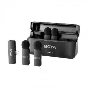 Bezprzewodowy system mikrofonowy BOYA BY-V4D z 4 nadajnikami i 1 odbiornikiem Lightning (czarny)