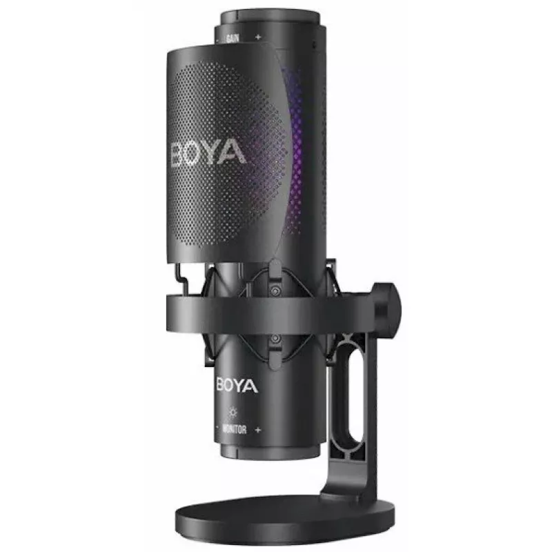 BOYA K9 Przewodowy mikrofon pojemnościowy, dookólny, redukcja szumów, monitorowanie na żywo, USB-A/USB-C, czarny