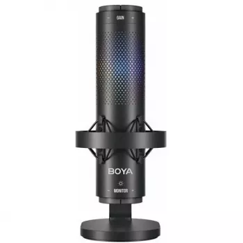 BOYA K9 Przewodowy mikrofon pojemnościowy, dookólny, redukcja szumów, monitorowanie na żywo, USB-A/USB-C, czarny
