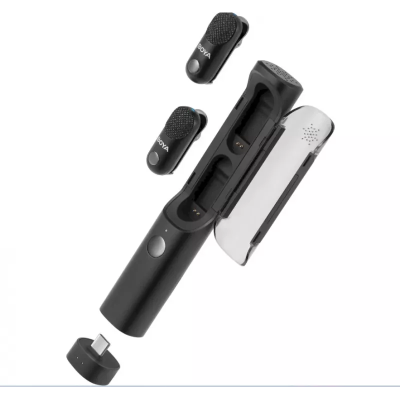 BOYA Magic-02 Bezprzewodowy Mikrofon Słuchawkowy 2.4GHz USB-C/Lightning/3.5mm Czarny