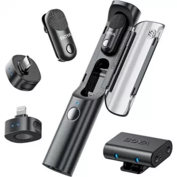 BOYA Magic-02 Bezprzewodowy Mikrofon Słuchawkowy 2.4GHz USB-C/Lightning/3.5mm Czarny