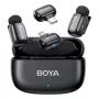 BOYA Mini 2-01 Bezprzewodowy System Mikrofonowy 2.4GHz z 2 Nadajnikami i 2 Odbiornikami (USB-C i Lightning) Czarny