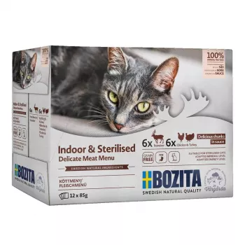 BOZITA Sterilised Pieces in Sauce with Meat Multibox - Mokra karma dla kotów - 12 x 85 g