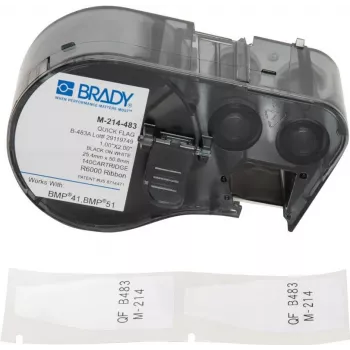 Brady M-214-483 Samolaminujące etykiety winylowe do przewodów i kabli, białe, 21,34 x 48,77 mm, termotransferowe, 100 szt. w opakowaniu