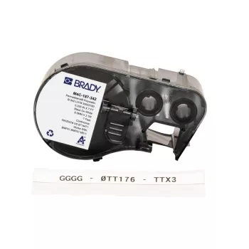 BRADY M4C-187-342 Termokurczliwa kaseta z etykietami do znakowania przewodów – biała koszulka z czarnym nadrukiem, rolka 2,13 m, kompatybilna z BMP41/BMP51/BMP53/M511