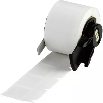 Brady M6-20-362 Etykiety poliestrowe metalizowane zabezpieczające przed manipulacją, srebrne, błyszczące, 25,40 x 50,80 mm, klej akrylowy stały, 100 etykiet/rolkę