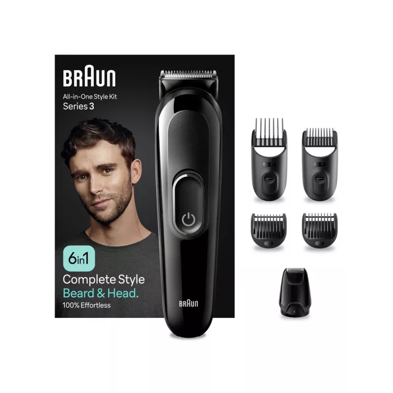 Braun MGK 3420 All-in-One Multi-Grooming Trymer 6-w-1 Zestaw do Twarzy, Włosów, Nosa i Uszu