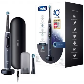 Braun Oral-B iO 9N Szczoteczka elektryczna z 2 końcówkami i etui podróżnym, Black Onyx 4210201408680