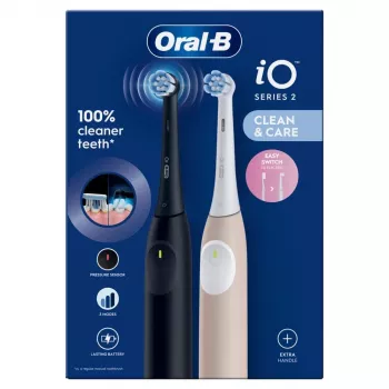 Braun Oral-B iO Series 2 Elektryczna Szczoteczka do Zębów Night Black/Calm Pink z Drugą Rączką