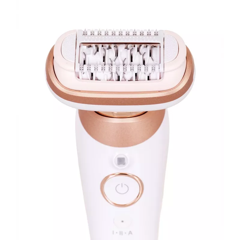 Braun Silk-épil 9 3D SES9-481 Epilator bezprzewodowy mokry/suchy z 40 pęsetami, SensoSmart, Smartlight, trymerem, biały/różowe złoto