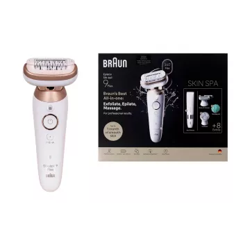 Braun Silk-épil 9 3D SES9-481 Epilator bezprzewodowy mokry/suchy z 40 pęsetami, SensoSmart, Smartlight, trymerem, biały/różowe złoto
