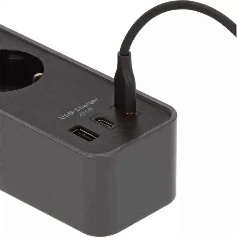 Listwa zasilająca Brennenstuhl Ecolor 4 gniazda z 2x USB-C, 1x USB-A, kabel 1,5 m, wyłącznik bezpieczeństwa, czarno-antracytowa