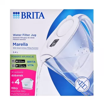 Dzbanek filtrujący Brita Marella+ z 4 wkładami Maxtra Pro, 2,4 L, biały
