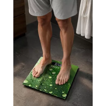 Brock BS 003 cyfrowa waga łazienkowa z platformą ze szkła hartowanego, nośność 180 kg, wyświetlacz LCD, baterie w zestawie