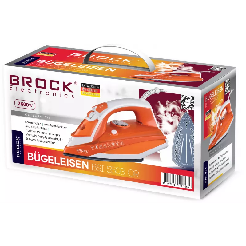 Brock BSI 5503 OR Żelazko parowe 2600W Ceramiczna Stopa Pomarańczowe