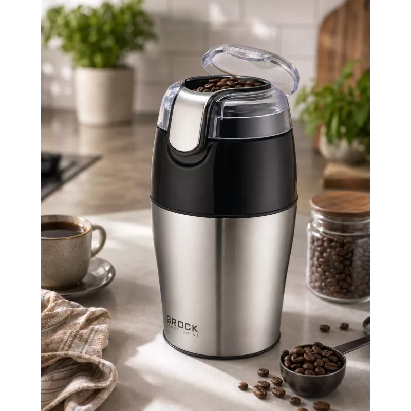 Młynek do kawy Brock CG 4050 SS ze stali nierdzewnej, ostrza, 150W, pojemność 70g, funkcja pulsacyjna