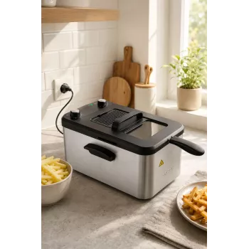 Brock DF 3001 SS Frytkownica głębokotłuszczowa 3,2L 2200W Czarno-stalowa