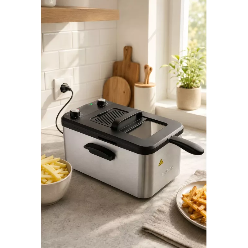 Brock DF 3001 SS Frytkownica głębokotłuszczowa 3,2L 2200W Czarno-stalowa