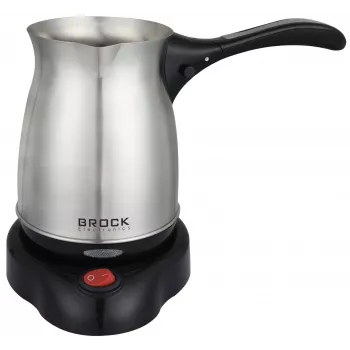 Brock ECP 105 Elektryczny ekspres do kawy po turecku, 300 ml, 800 W, czarno-stalowy, 4 filiżanki, bezprzewodowy z podstawą 360°