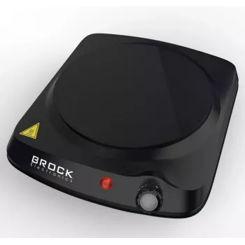Brock HPI 3001 BK 1500W Pojedyncza elektryczna płyta grzewcza z żeliwną płytą i regulowanym termostatem, Czarny