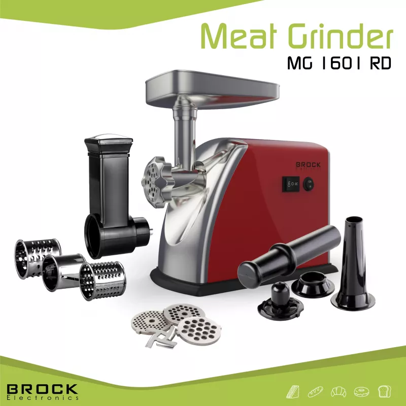 Brock MG 1601 RD Maszynka do mięsa 1400W, czerwono-stalowa
