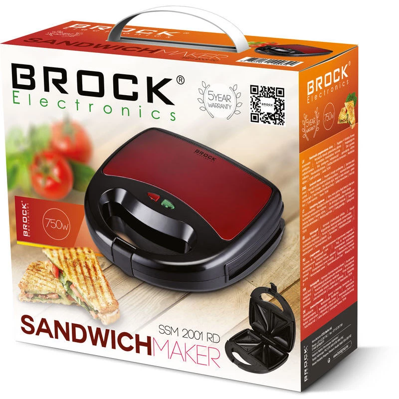 Brock SSM 2001 RD Opiekacz do kanapek 750W Czerwony