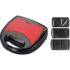 Brock SSM 2003 RD 3-w-1 Toster do kanapek, gofrownica i grill, 750 W, czarno-czerwony