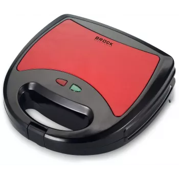 Brock SSM 2003 RD 3-w-1 Toster do kanapek, gofrownica i grill, 750 W, czarno-czerwony
