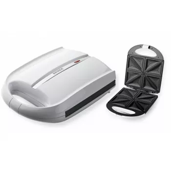 Brock SSM 3008 WH 8-Kromkowy XXL Toster do Kanapek, 1400W, Powłoka Nieprzywierająca, Trójkątne Płyty, Uchwyt Chłodny w Dotyku, Blokada Bezpieczeństwa, Pionowe Przechowywanie, Biały