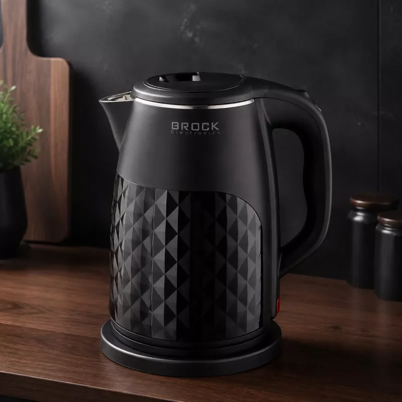 Brock WK 0618 BK czajnik elektryczny z podwójnymi ściankami 1,8L 1500W, czarny