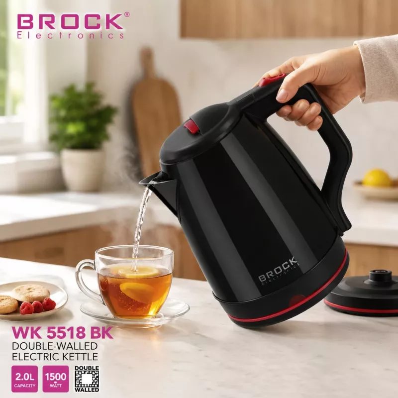 Czajnik elektryczny Brock WK 5518 BK 2,0 l 1500 W czarny z podstawą bezprzewodową 360°