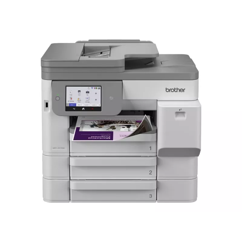 Brother MFC-J5117DW A3 Kolorowa Atramentowa Drukarka Wielofunkcyjna z Drukowaniem, Kopiowaniem, Skanowaniem, Faksem, Dupleksem, Wi-Fi, Ethernet, USB, Podajnikiem na 250 Arkuszy, ADF na 50 Arkuszy, Ekranem Dotykowym, Biała