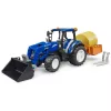 BRUDER New Holland T5.120 Traktor z ładowaczem czołowym, skrzynią ładunkową i widłami 1:16