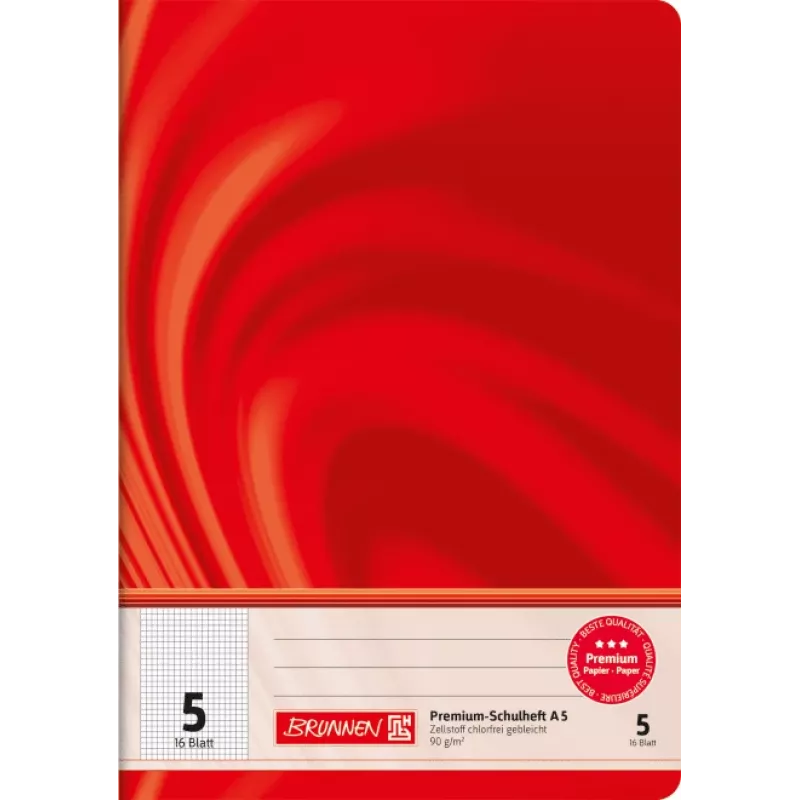 BRUNNEN Zeszyt szkolny Vivendi Lineatur 5 w kratkę bez marginesu A4 16 kartek 32 strony 80 gsm biały papier zszywany okładka kartonowa kolory mieszane