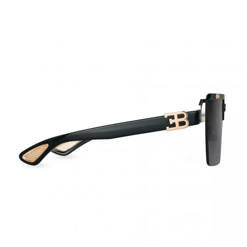 BUGATTI MAN 01A-RG Okulary przeciwsłoneczne Pilot Aviator Acetate Black Grey UV400