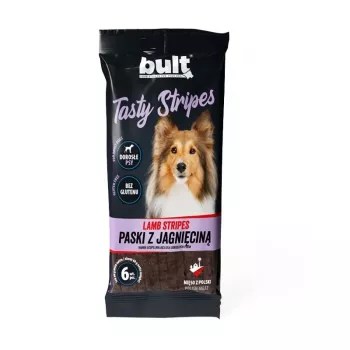 BULT Tasty Stripes Smakołyki dla psów z jagnięciną – Miękkie i ciągnące się paski jagnięce, 6 sztuk (80 g)