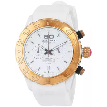 BULTACO H1PW43C-CW1 Zegarek damski analogowy kwarcowy 43mm Biały pasek skórzany