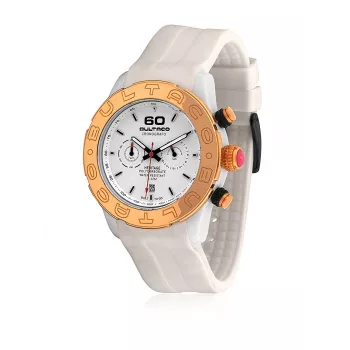 BULTACO H1PW43C-CW1 Zegarek damski analogowy kwarcowy 43mm Biały pasek skórzany