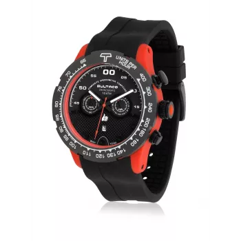 BULTACO MAN H1PO48C-SB2 48mm Zegarek Kwarcowy Analogowy Czarna Tarcza Skórzany Pasek